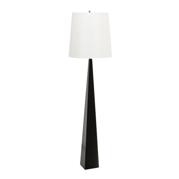 Ascent Floor Lamp in Black with White Faux Silk Hard Backed Shade