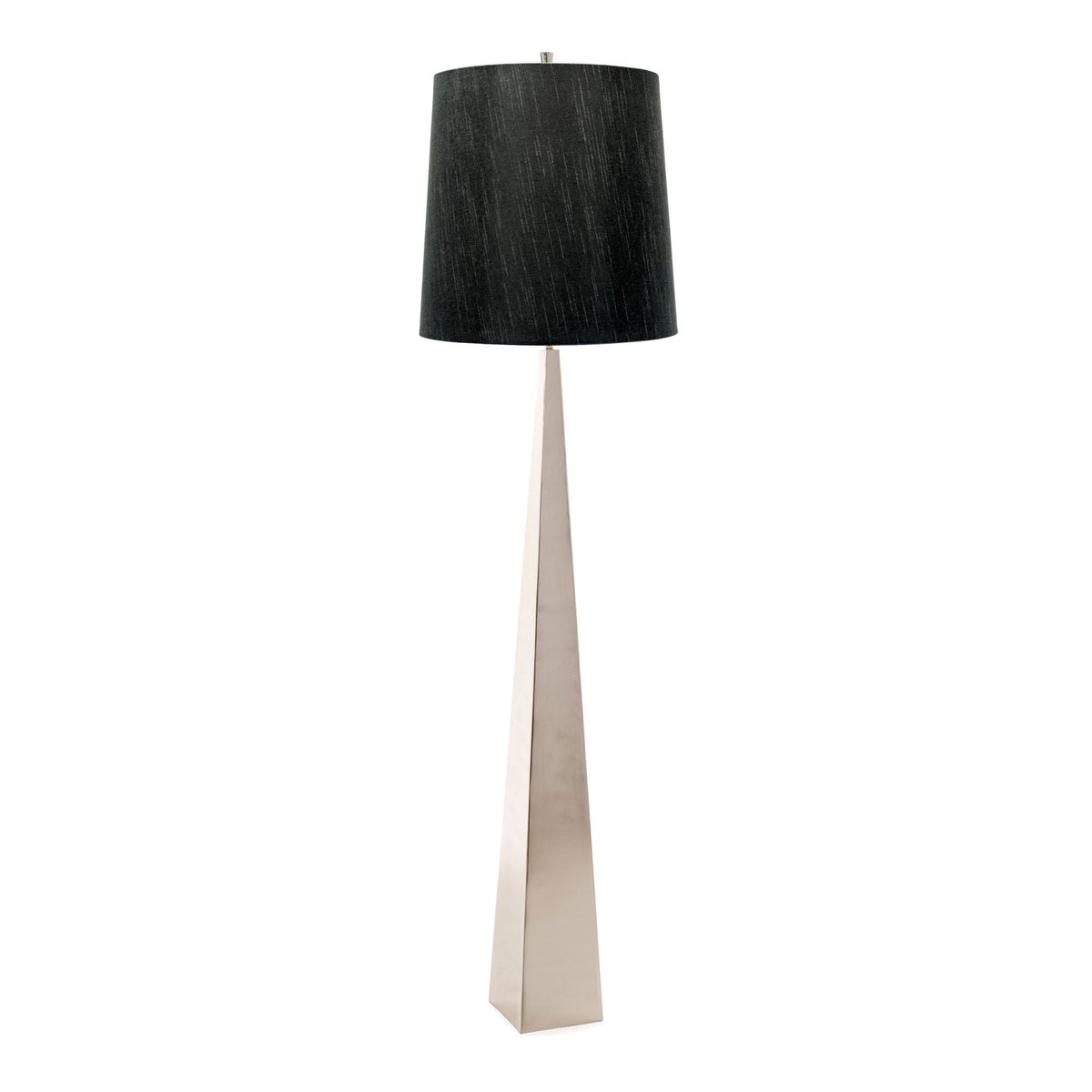 Ascent Floor Lamp in Polished Nickel with Black Faux Silk Hard Backed Shade