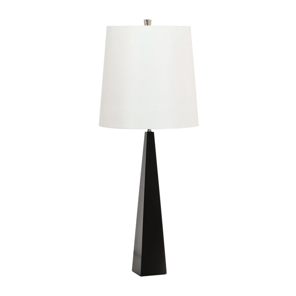 Ascent Table Lamp in Black with White Faux Silk Hard Backed Shade