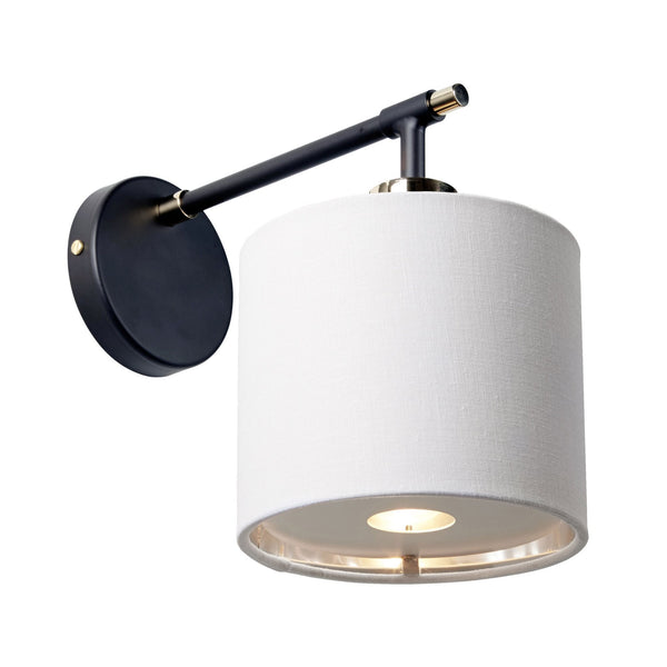 Balance Wall Light in Black and Polished Nickel with White Shade
