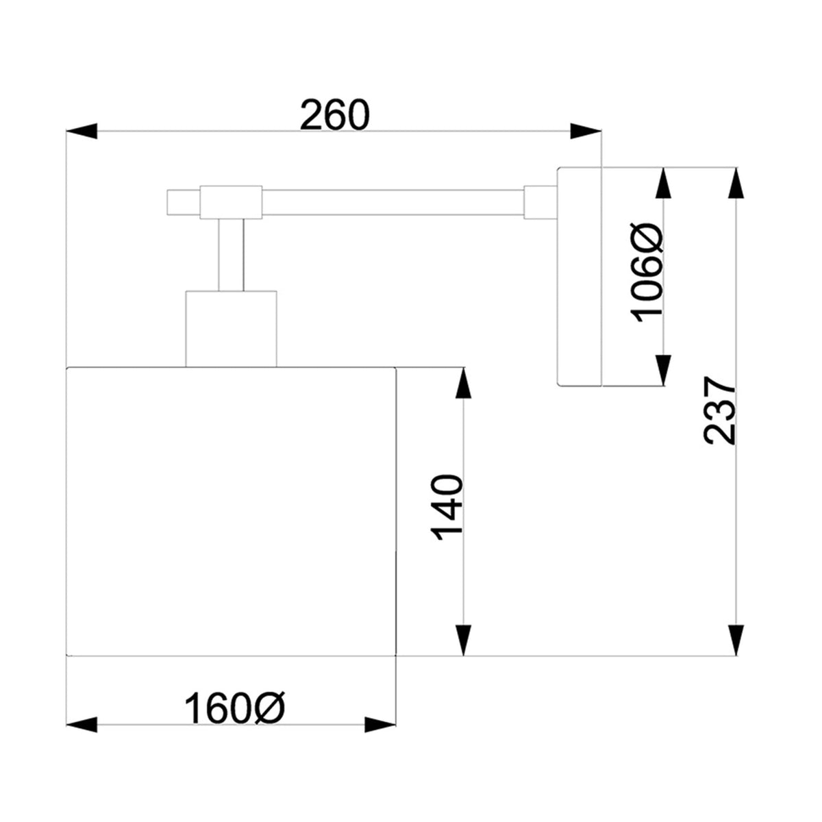 Balance Wall Light in Black and Polished Nickel with White Shade