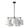 Balance 5 Light Chandelier in Black and Nickel with White Shades