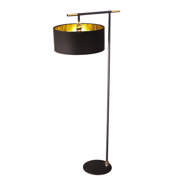 Balance Floor Lamp in Black and Polished Brass with Black Shade