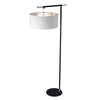 Balance Floor Lamp in Black and Polished Nickel with White Shade