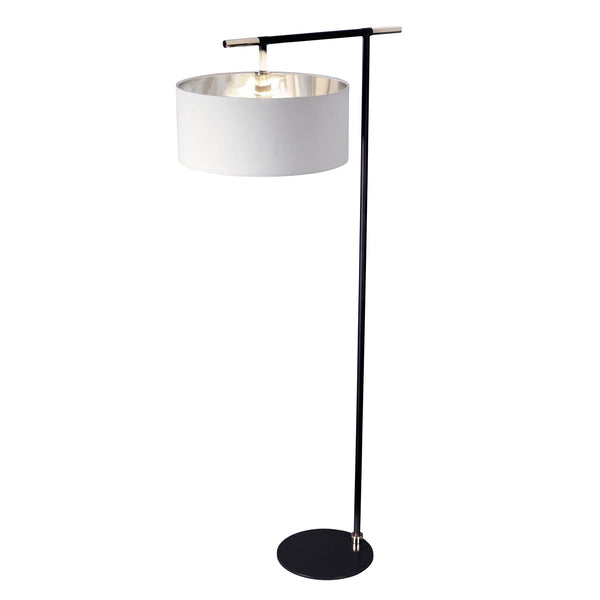 Balance Floor Lamp in Black and Polished Nickel with White Shade