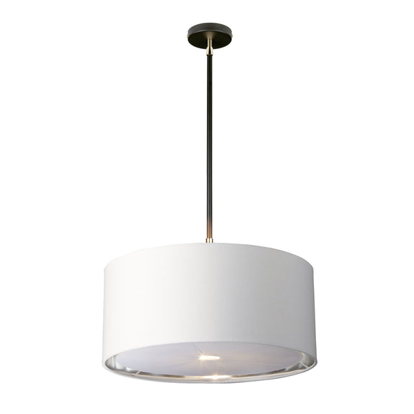 Balance Single Pendant in Black and Polished Nickel with White Shade