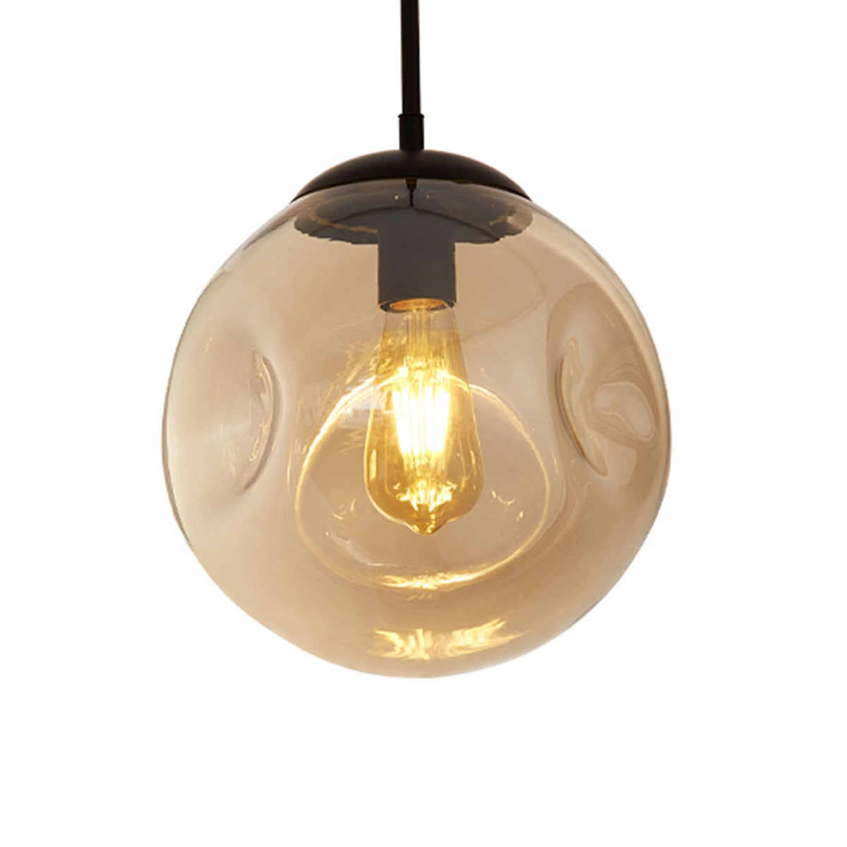 Punch 4 Light Linear Pendant In Matt Black With Champagne Glass Shade