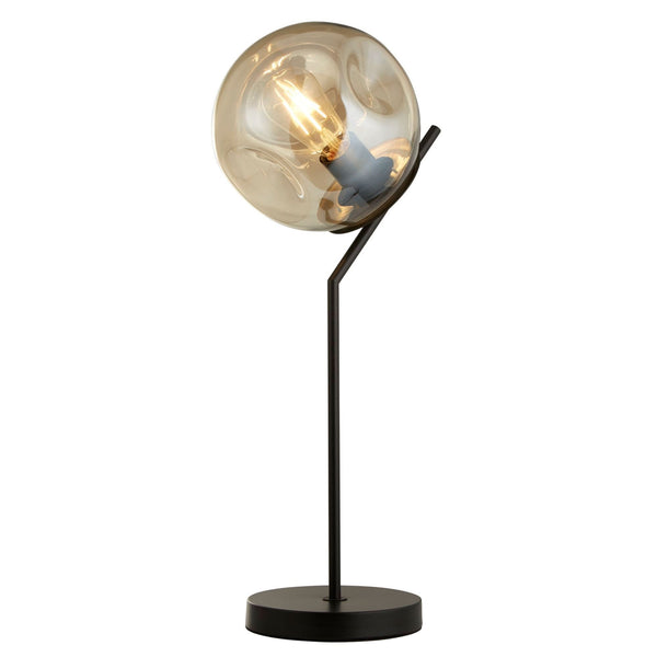 Punch Table Lamp In Matt Black With Champagne Glass Shade
