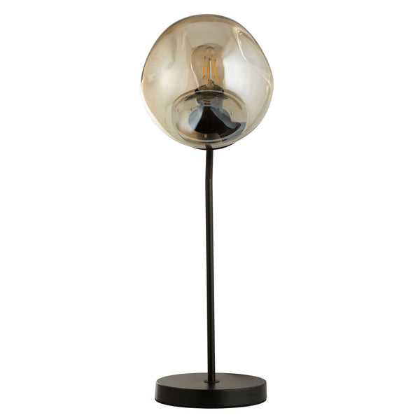 Punch Table Lamp In Matt Black With Champagne Glass Shade