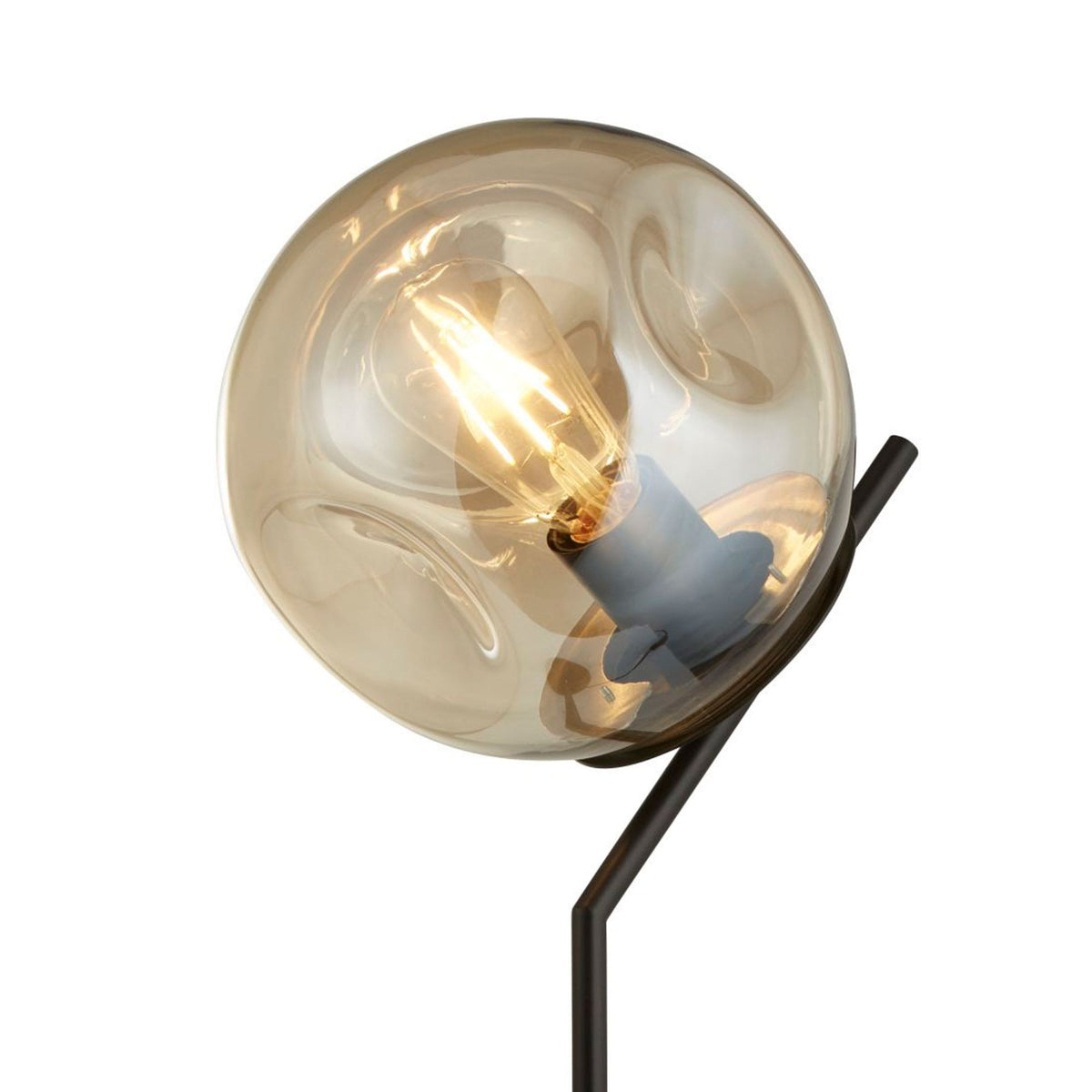 Punch Table Lamp In Matt Black With Champagne Glass Shade