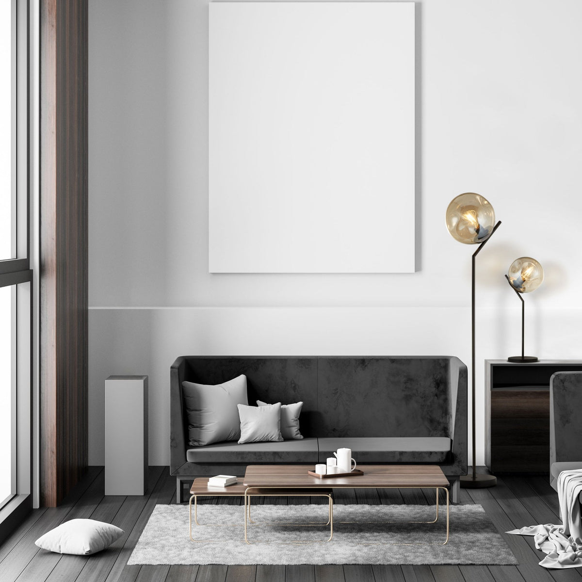 Punch Table Lamp In Matt Black With Champagne Glass Shade