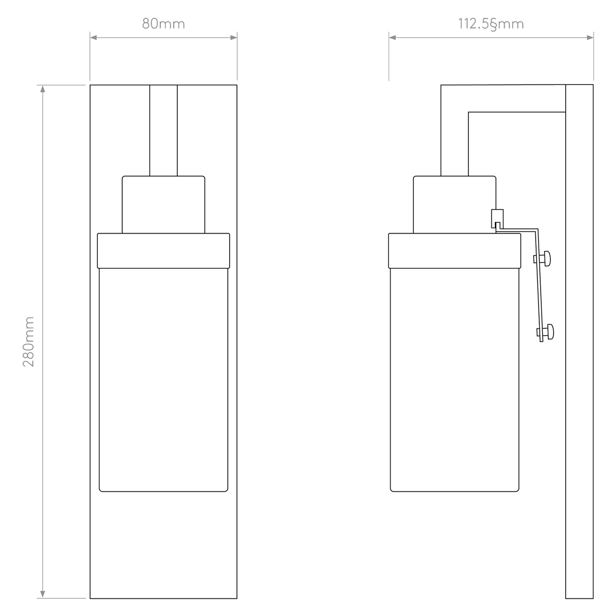 Lago 280 IP44 Wall Light in Matt Nickel