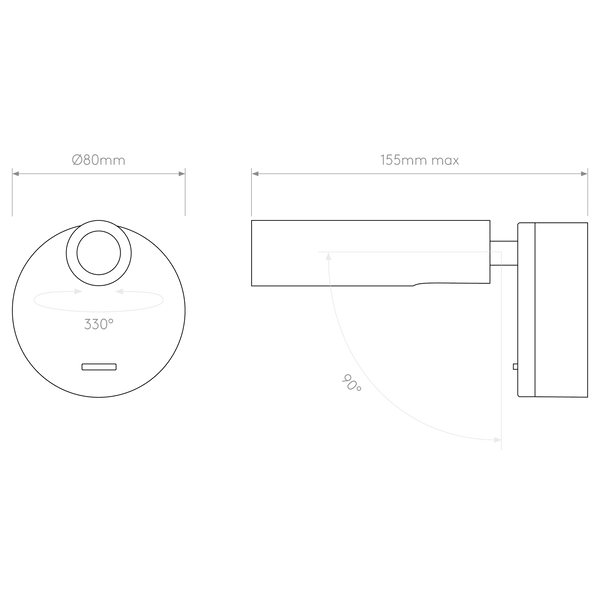 Enna Surface LED Switched Reading Light in Matt Black