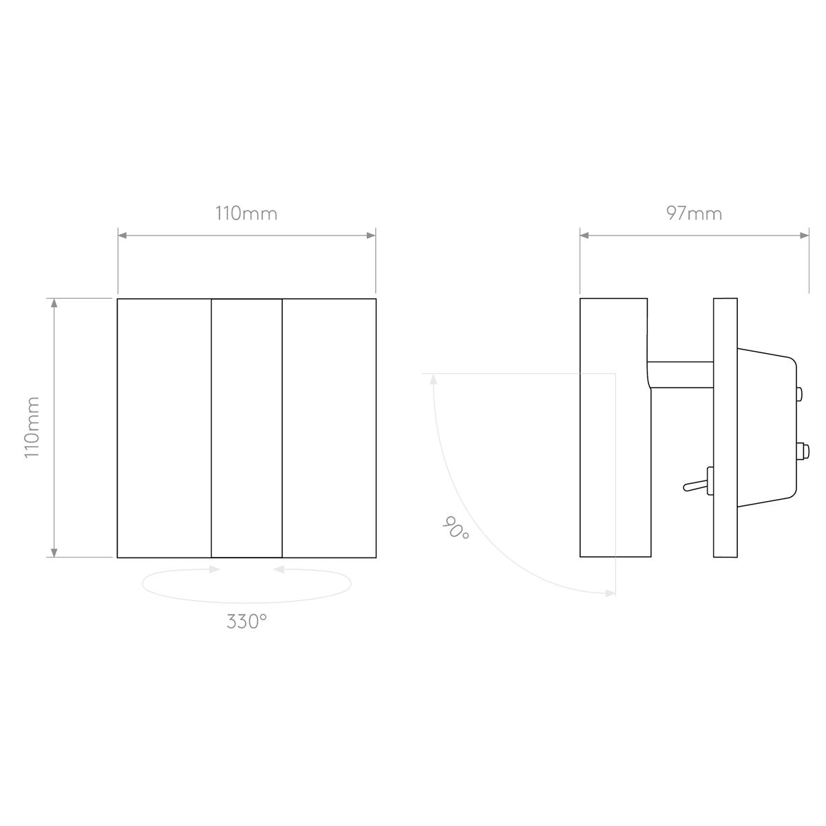 Enna Square LED Switched Reading Light in Bronze
