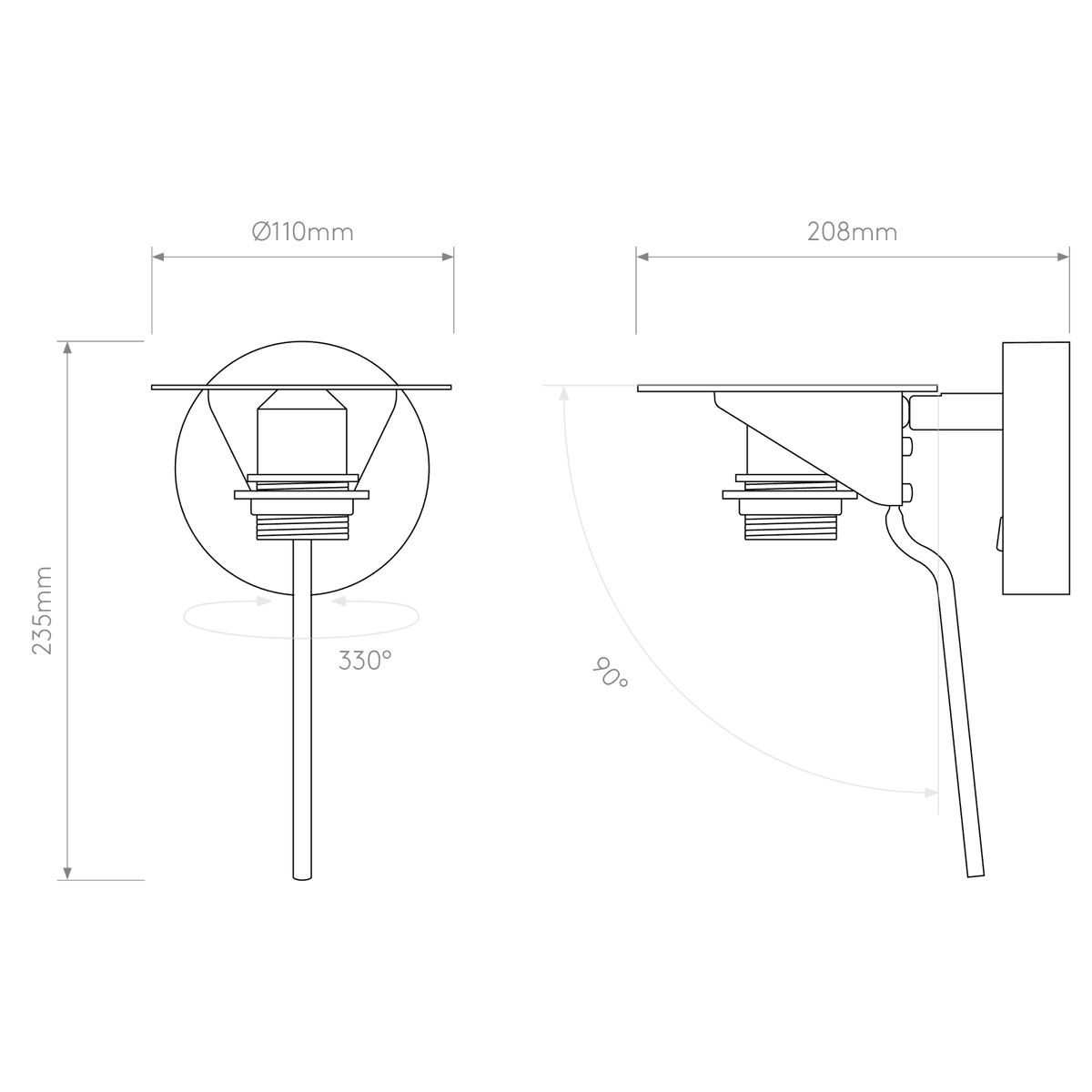 Mitsu Adjustable Switched Wall Light in Bronze