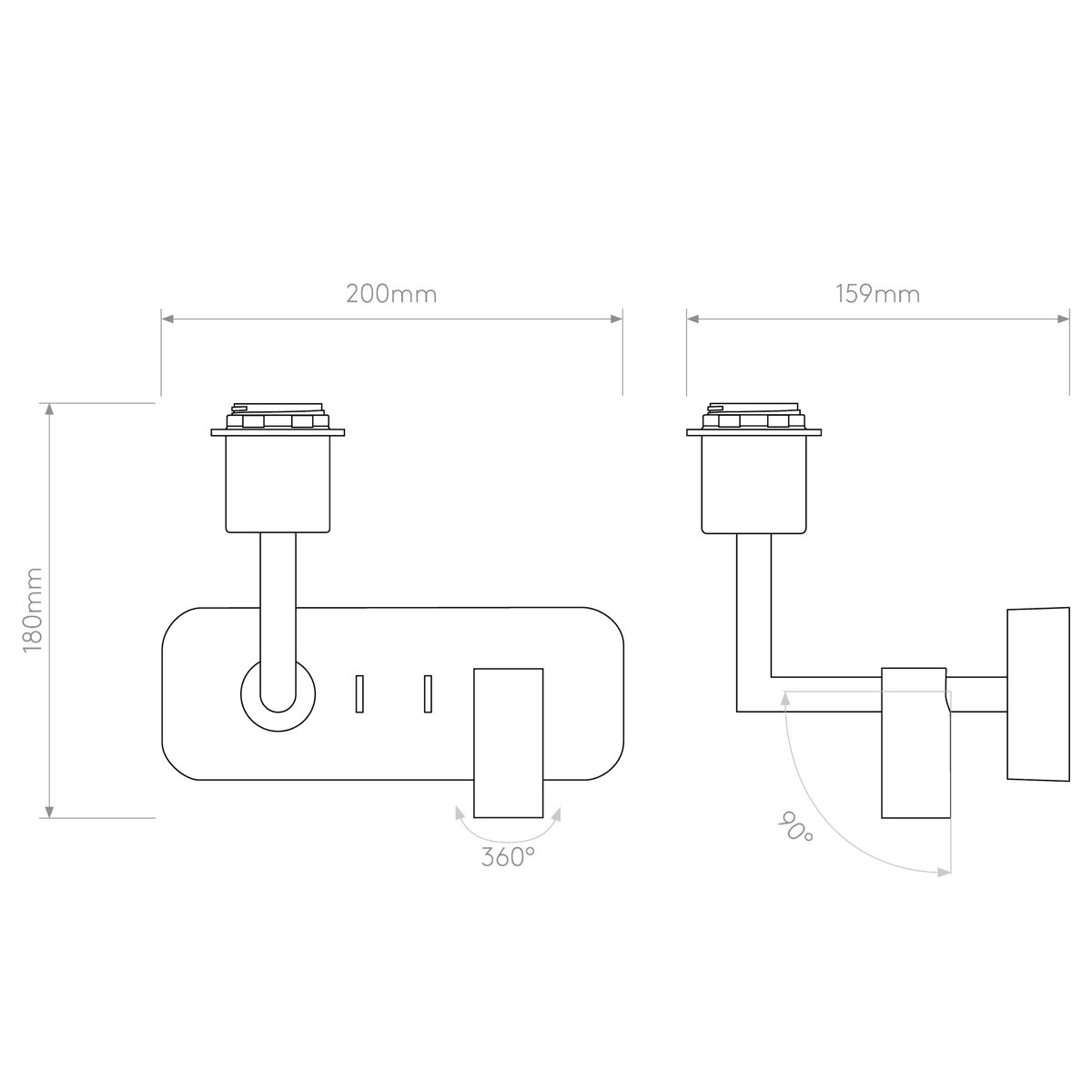 Side by Side Bedside Wall and Reading Light in Bronze