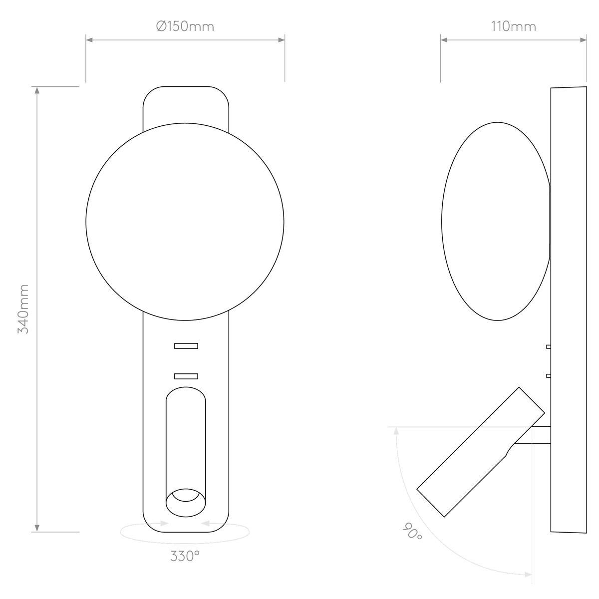 Zeppo Wall Reader Light in Matt Black