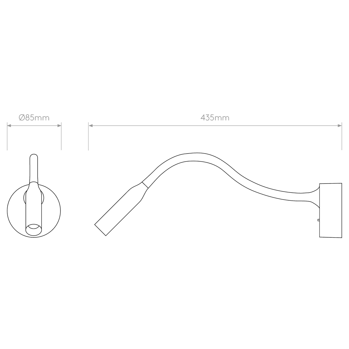 Lucca Surface Switched LED Reading Light in Matt Black