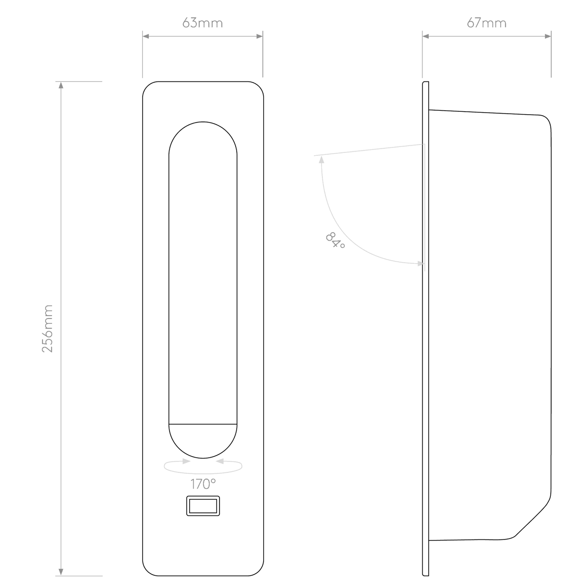 Keta USB-A Recessed Switched LED Reading Light in Matt Black