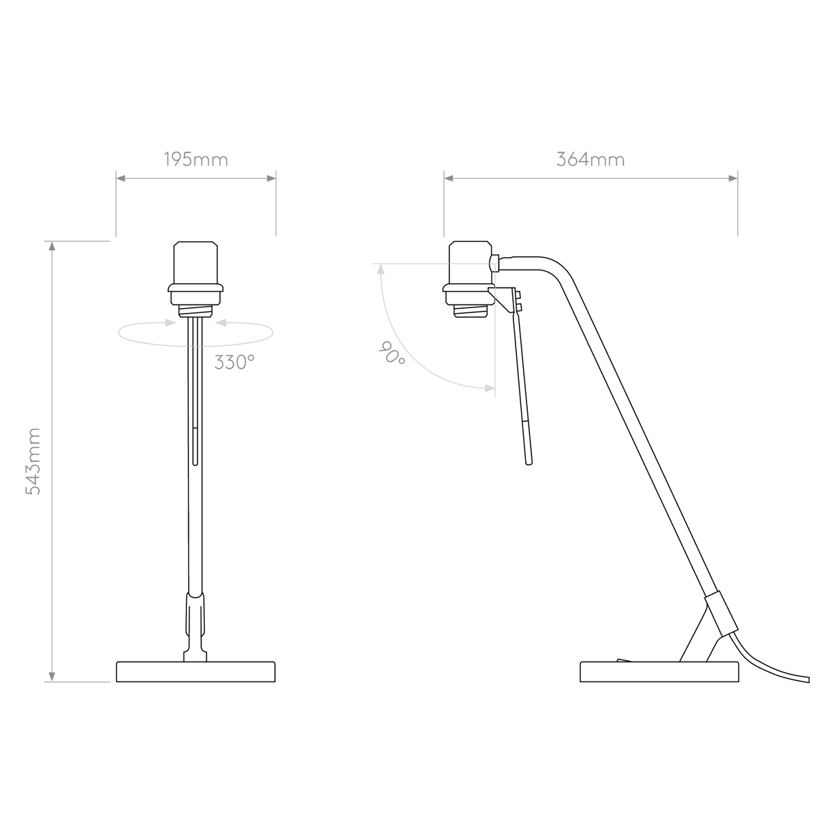 Edward Switched Adjustable Desk Light in Matt Black