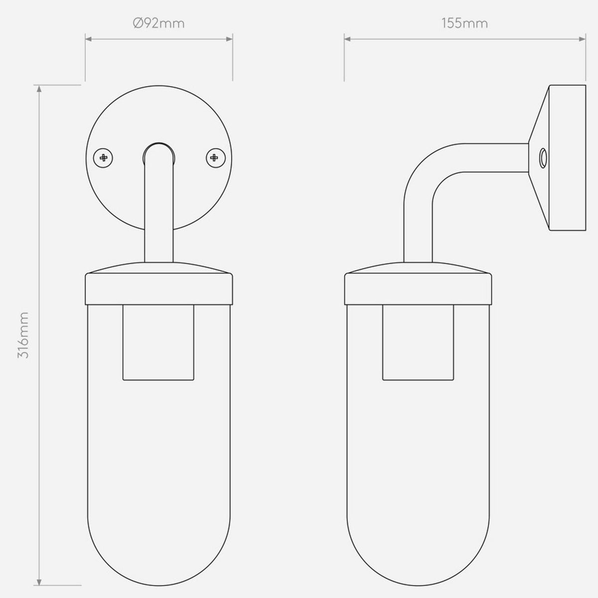 Tressino S Exterior IP44 Wall Light in Black