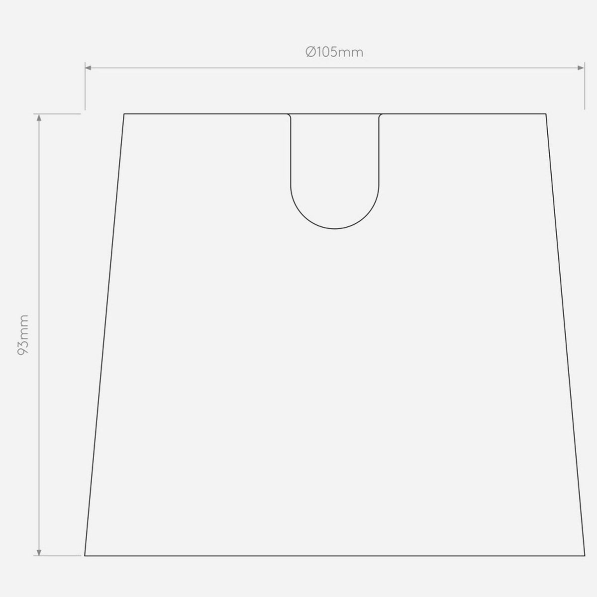 Technical drawing of a lampshade with dimensions 105mm diameter and 93mm height