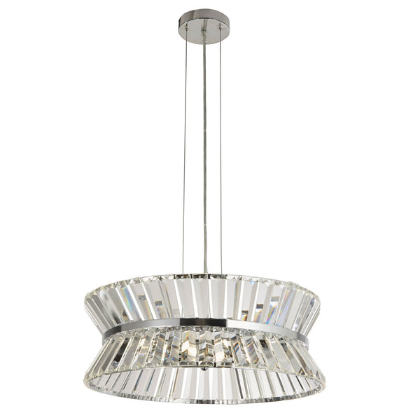 Uptown 7 Light Pendant Or Semi Flush Ceiling Light In Polished Chrome & Clear Crystal