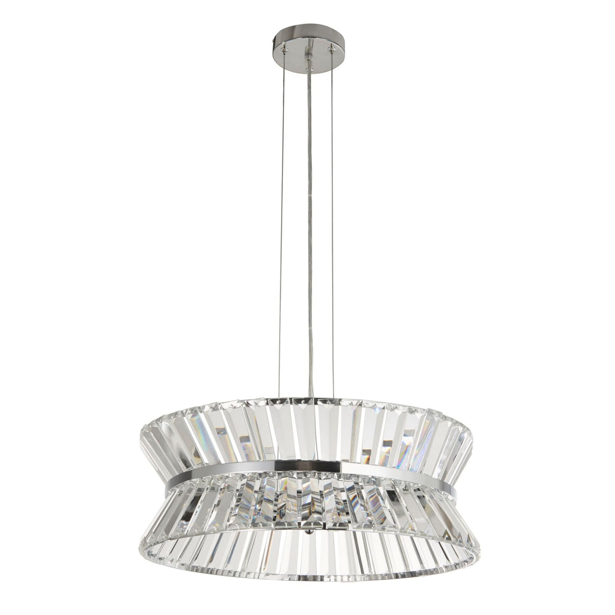 Uptown 7 Light Pendant Or Semi Flush Ceiling Light In Polished Chrome & Clear Crystal