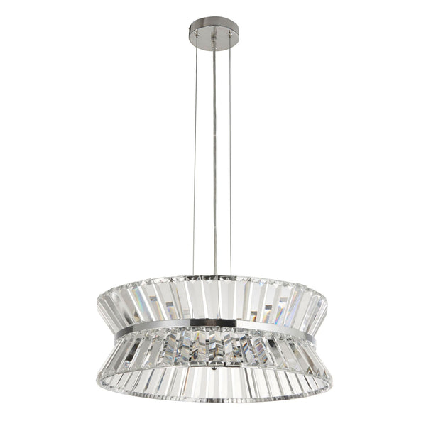 Uptown 7 Light Pendant Or Semi Flush Ceiling Light In Polished Chrome & Clear Crystal