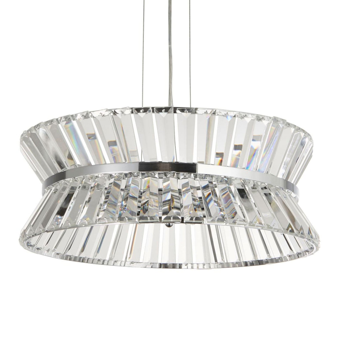 Uptown 7 Light Pendant Or Semi Flush Ceiling Light In Polished Chrome & Clear Crystal