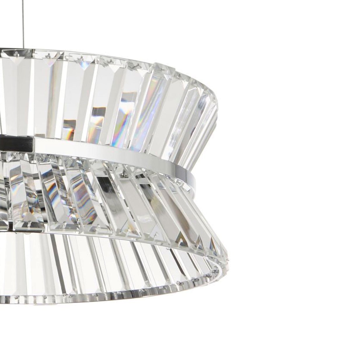 Uptown 7 Light Pendant Or Semi Flush Ceiling Light In Polished Chrome & Clear Crystal