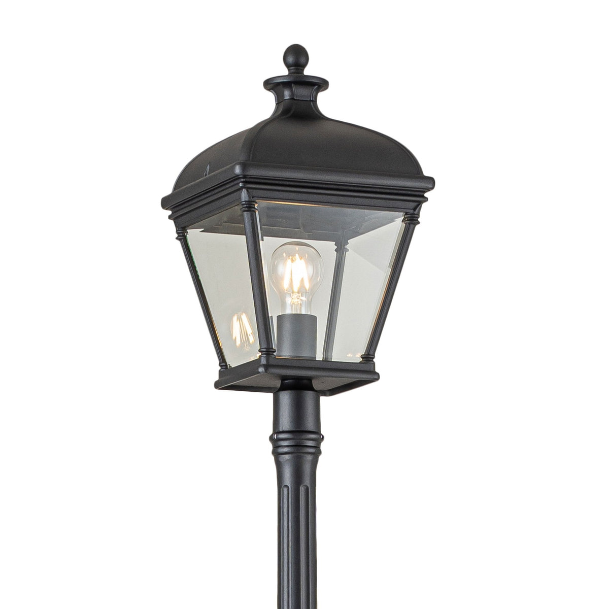 Bayview Large IP44 Lamp Post in Black with Clear Bevelled Glass