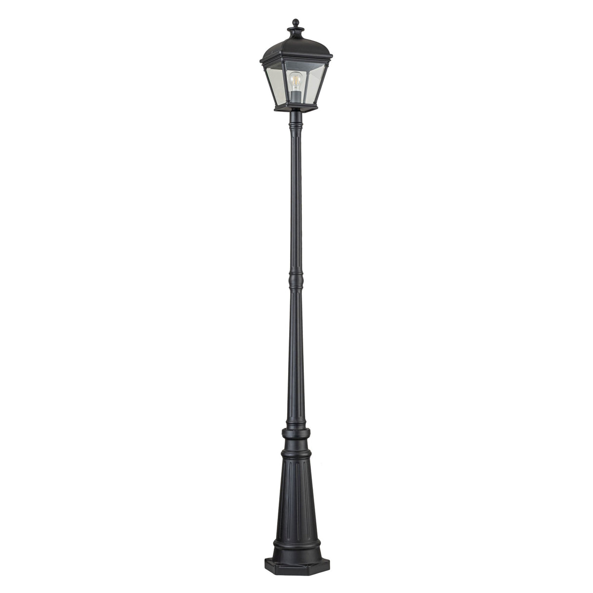 Bayview Large IP44 Lamp Post in Black with Clear Bevelled Glass