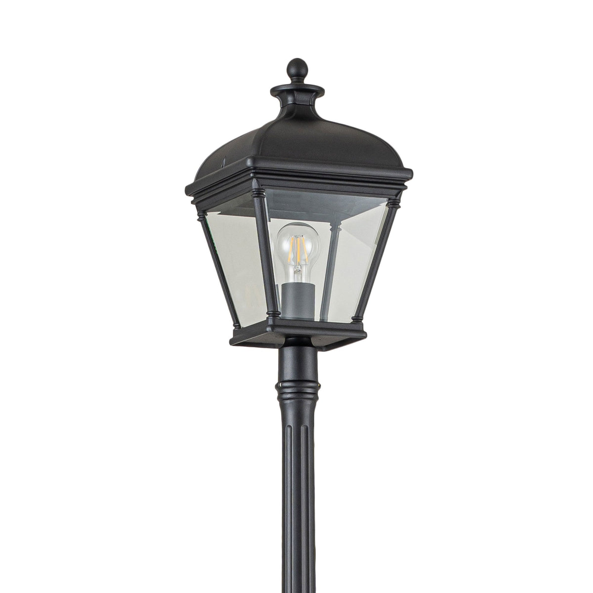 Bayview Large IP44 Lamp Post in Black with Clear Bevelled Glass