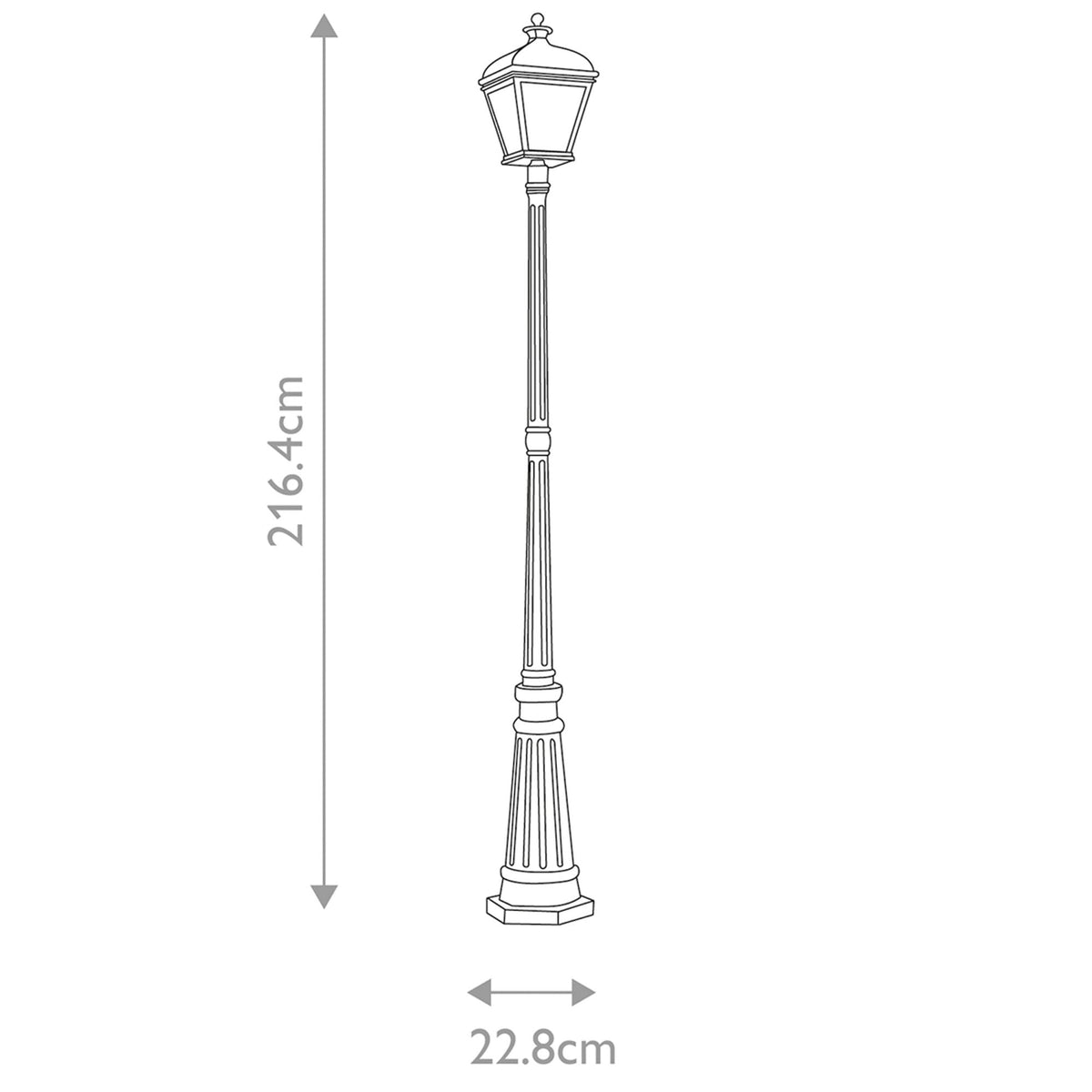Bayview Large IP44 Lamp Post in Black with Clear Bevelled Glass