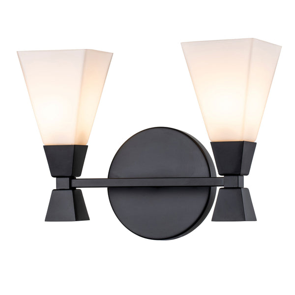 Bowtie Twin IP44 Wall Light in Matt Black with White Glass Diffusers