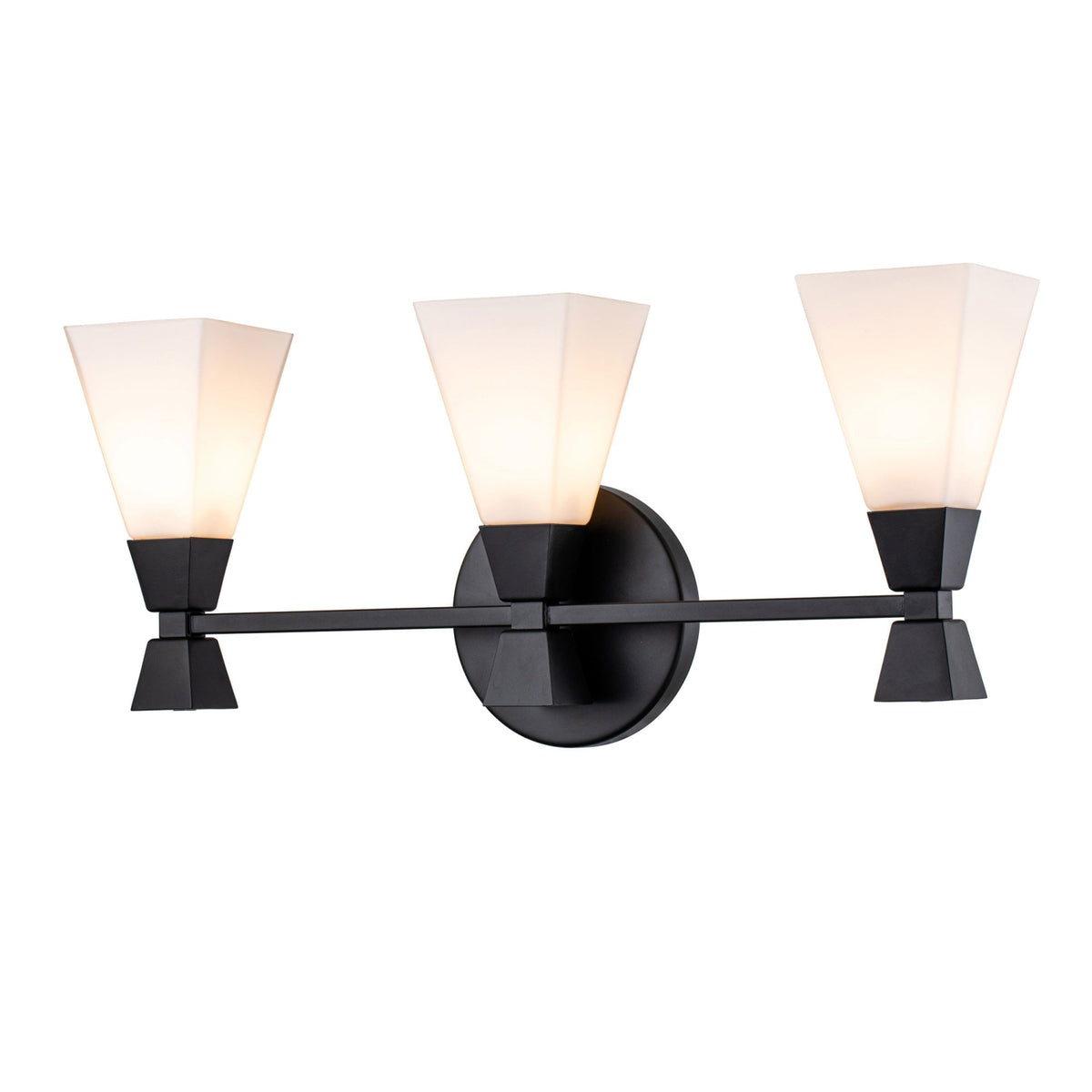 Bowtie Triple IP44 Wall Light in Matt Black with White Glass Diffusers