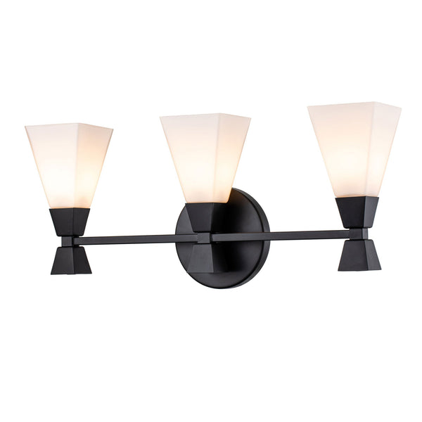 Bowtie Triple IP44 Wall Light in Matt Black with White Glass Diffusers