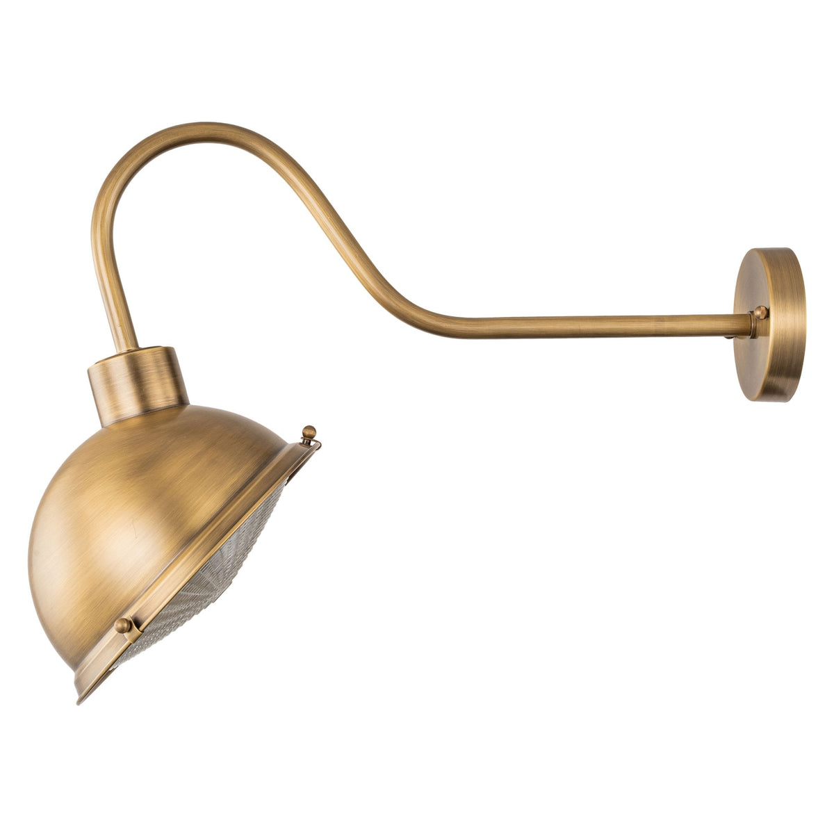 Chiswick IP44 Wall Sign Light in Antique Brass with Clear Prismatic Glass