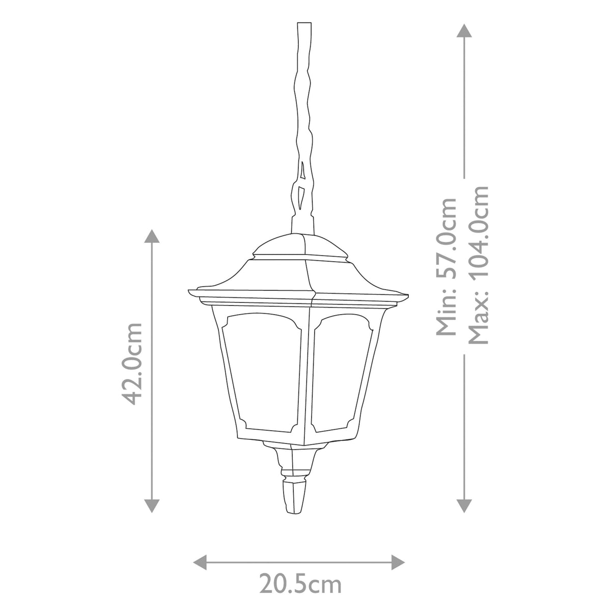 Chapel IP44 Pendant Chain Lantern in Black