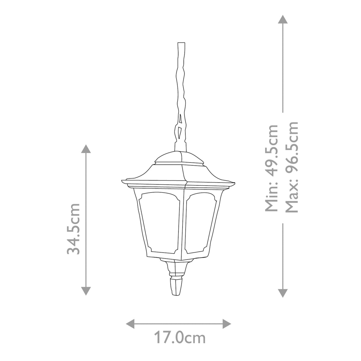 Chapel IP44 Mini Pendant Chain Lantern in Black