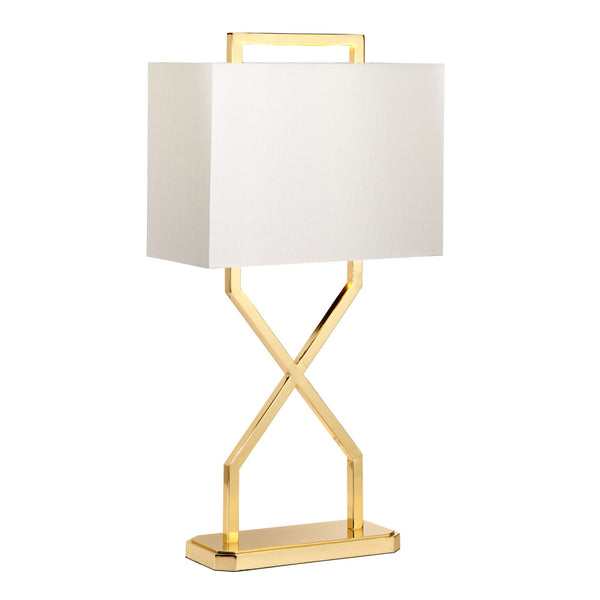 Cross Table Lamp in Polished Gold with Ivory Shade