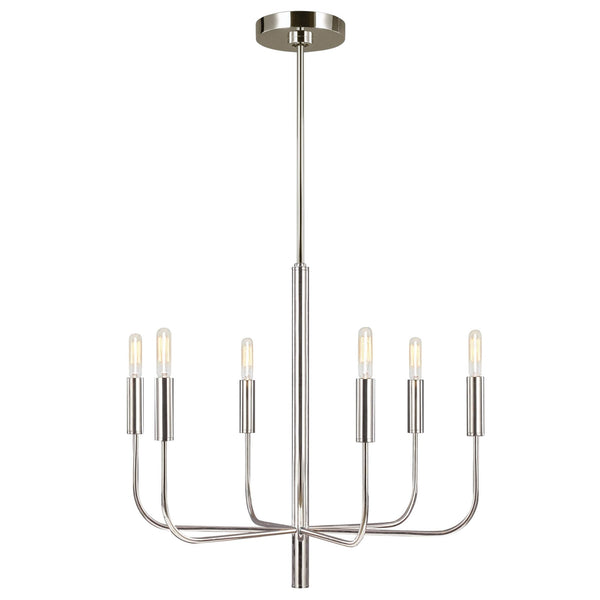 Brianna 6 Light Chandelier in Polished Nickel
