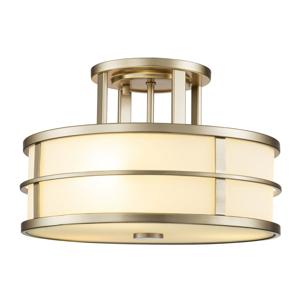 Fusion Three Light Semi Flush in Painted Natural Brass