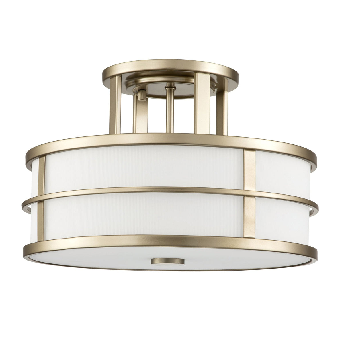 Fusion Three Light Semi Flush in Painted Natural Brass