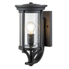 Merrill Small Wall Lantern in Black with Clear Seeded Glass