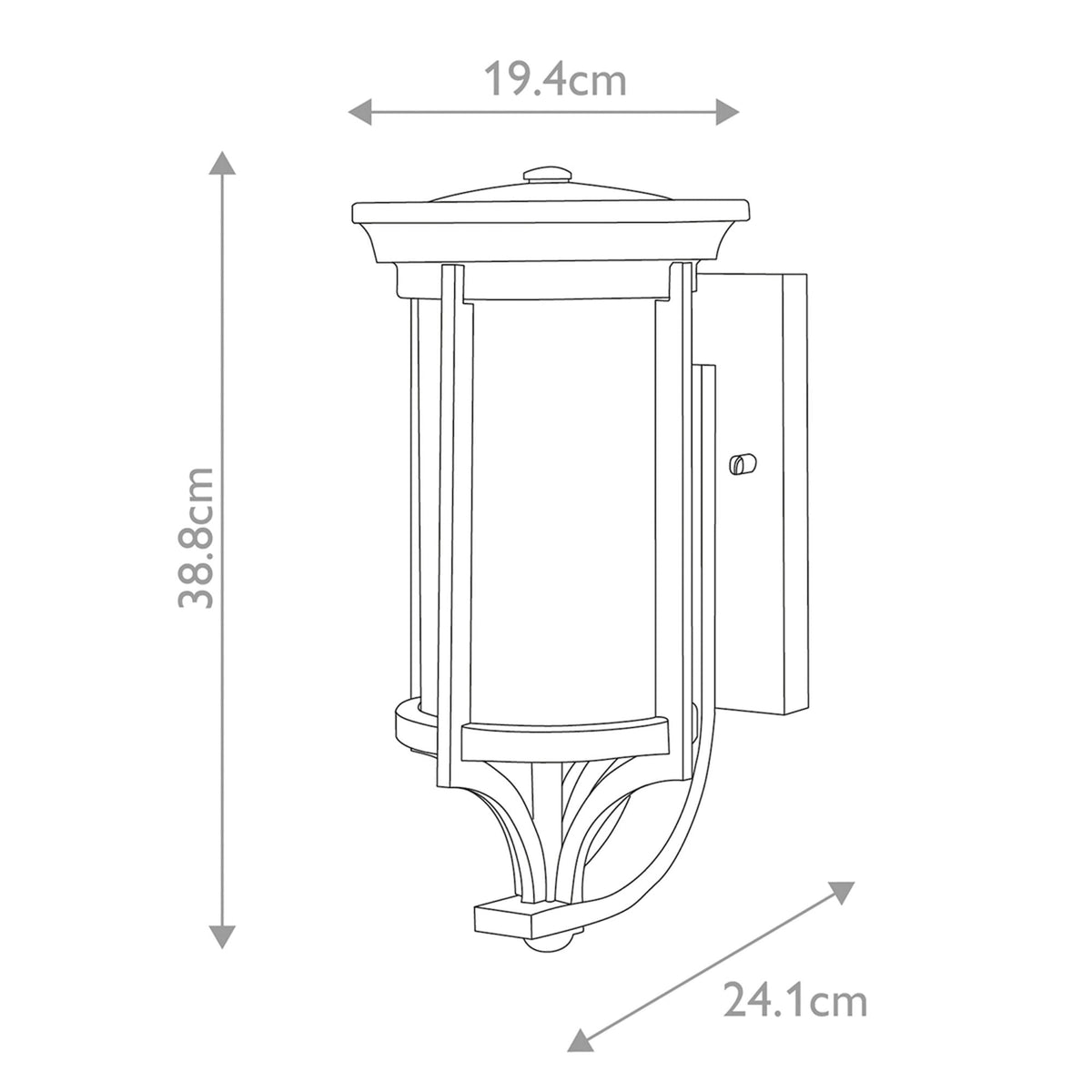 Merrill Small Wall Lantern in Black with Clear Seeded Glass