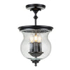 Pickering Lane Three Light Semi-Flush or Pendant in Black