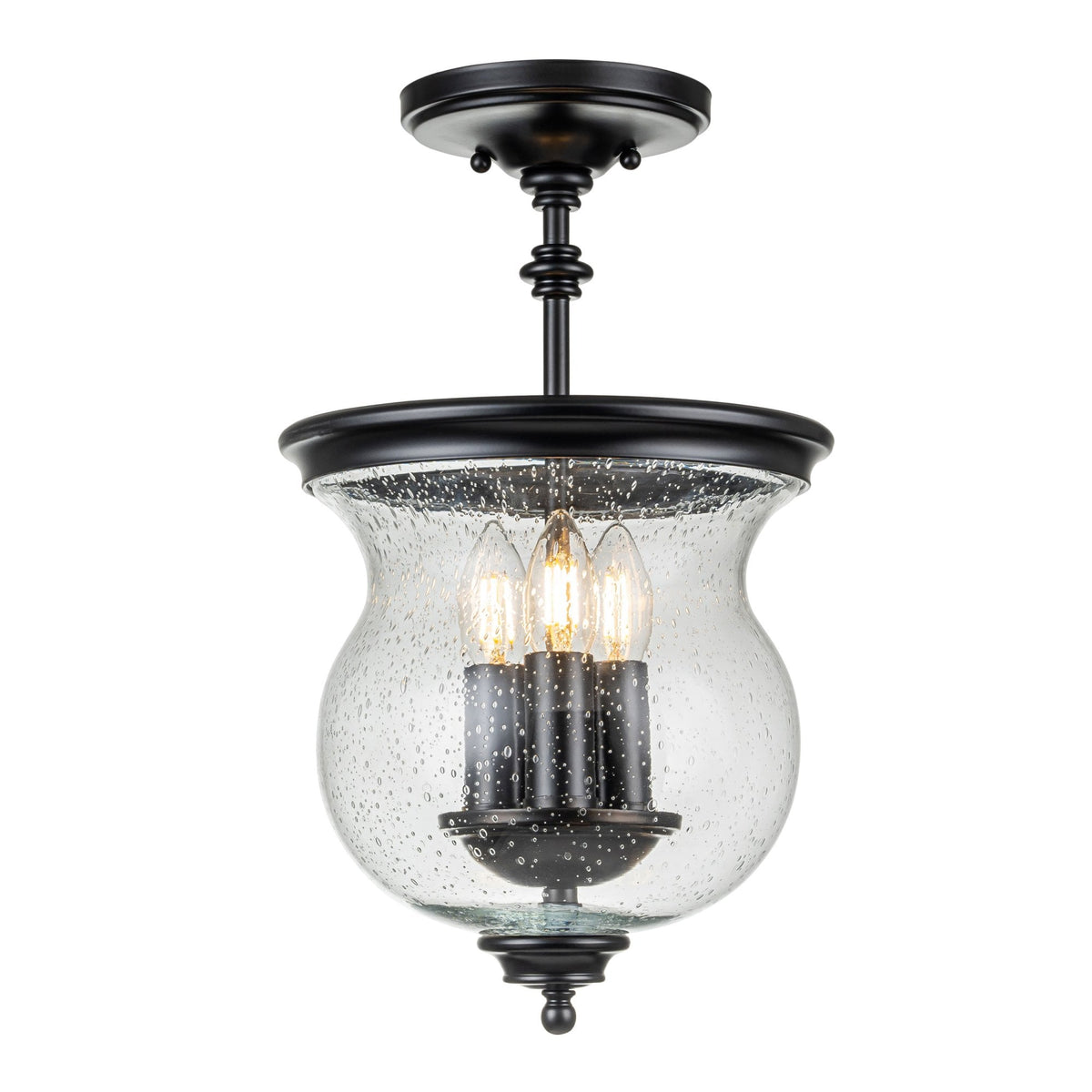 Pickering Lane Three Light Semi-Flush or Pendant in Black