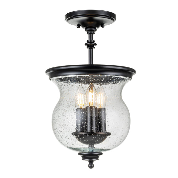 Pickering Lane Three Light Semi-Flush or Pendant in Black